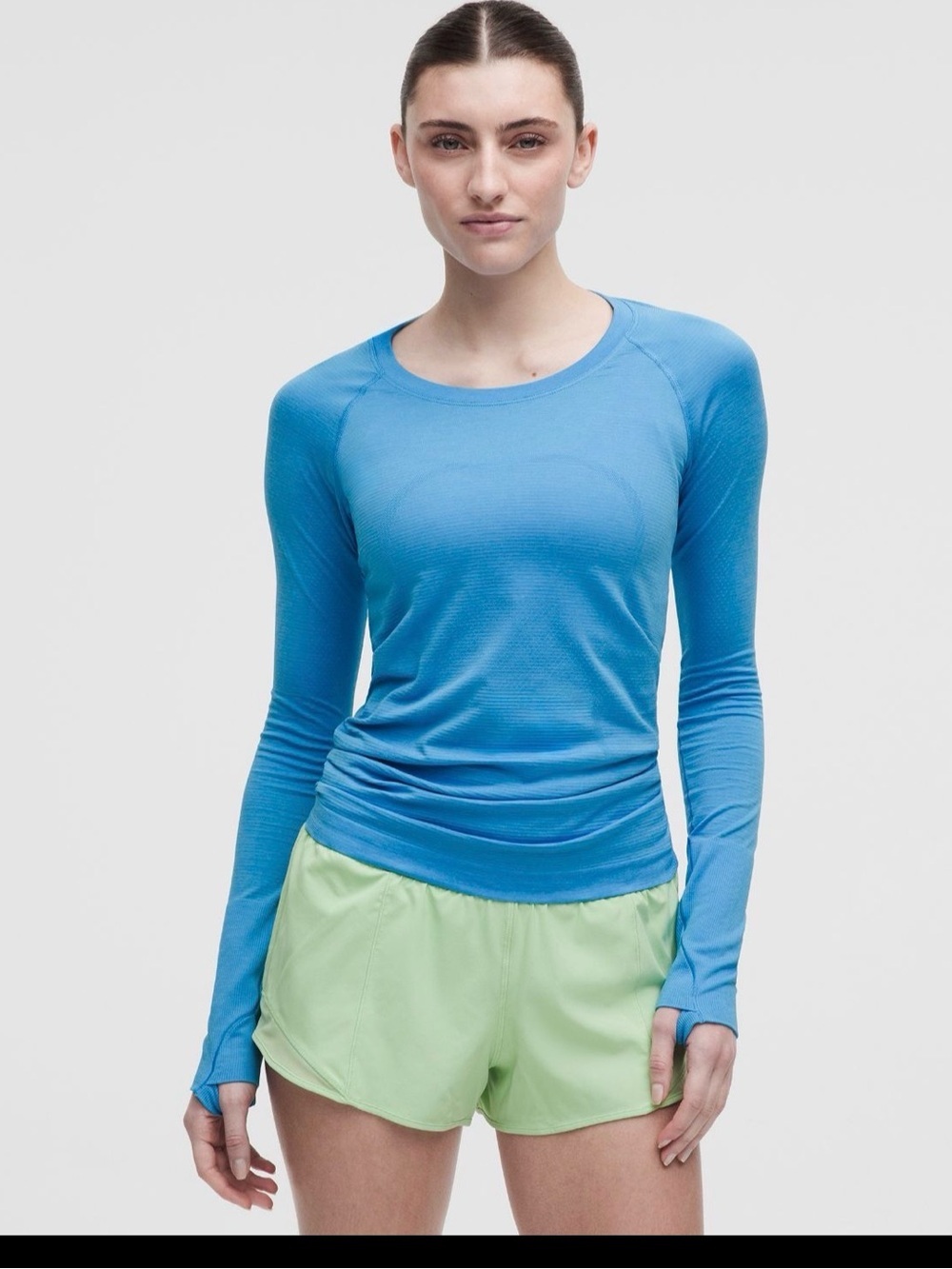 🍋🍋 lululemon Swiftly Tech Blue Long-Sleeve Performance Top , sz 6, euc